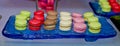 Display Sweet and colourful french macaroons in Party Royalty Free Stock Photo