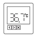 Display of thermometer vector icon.Outline vector icon isolated on white background display of thermometer .