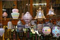 Display of traditional lamps at Johari Bazaar in Jaipur, India.