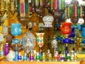 Display of traditional lamps at Johari Bazaar in Jaipur, India.