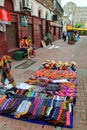 Display of traditional textile at the street market in Montevideo, Uruguay