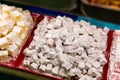 Display of Turkish sweetshop with various kinds of lokum