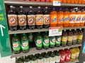 A display of 7Up Products including A&W Root Beer, Sunkist, Canada Dry Ginger Ale at a Publix Grocery Store