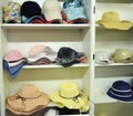 display of a variety of hats in the store
