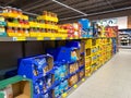 A display of a variety of potato chips and cookies at an Aldi grocery store Royalty Free Stock Photo