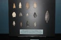 Display of various Archaic Spearpoints at Fort Ancient Museum