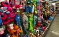 A display of various brands of colorful dog toys for sale at a Petsmart Superstore Royalty Free Stock Photo