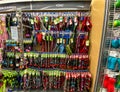 A display of various brands of Kong Dog Collars and Leashes for sale at a Petsmart Superstore Royalty Free Stock Photo