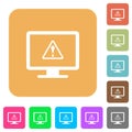 Display warning rounded square flat icons