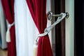 Displayed colorful curtain samples at the showroom of a large store Royalty Free Stock Photo