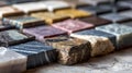 Displayed stone samples highlight diverse colors and patterns, perfect for study and appreciation in geology Royalty Free Stock Photo