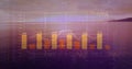 Displaying bar and line chart grid on dusky shoreline with orange bars 168,173,172,166,169,173 Royalty Free Stock Photo