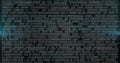 Displaying binary code streams scrolling across dark digital display, with alphanumeric characters Royalty Free Stock Photo