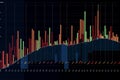 Displaying candlestick chart illustrating price movements. Generative AI