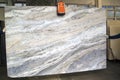Displaying a Colorful marble slab in the store`s showroom before selling