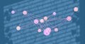 Displaying connected user nodes and edges forming network graph on dashboard, with blurred code Royalty Free Stock Photo