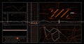 Displaying data dashboard at command center, showing line graphs 3D bars code box map warnings Royalty Free Stock Photo