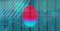 Displaying digital fingerprint graphic pulsing on computer screen, with green numeric code streams Royalty Free Stock Photo