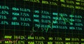 Displaying financial data on trading screen showing stock tickers, percent figures and line graphs Royalty Free Stock Photo