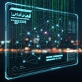 Displaying a futuristic dashboard with interconnected nodes and Royalty Free Stock Photo