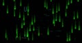 Displaying glowing green binary code streams in cyber space, with occasional blue and red symbols Royalty Free Stock Photo