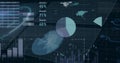 Displaying high-tech data dashboard in virtual analytics interface, with metrics table and charts Royalty Free Stock Photo