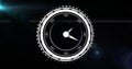 Displaying HUD dial showing concentric rings, central hub and triangular pointers on dark canvas Royalty Free Stock Photo