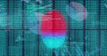 Displaying multicolored fingerprint floating over green numeric data columns on computer screen Royalty Free Stock Photo