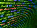 Displaying program code on computer. Big data storage and cloud computing representation. Big data and Internet of things trend. Royalty Free Stock Photo