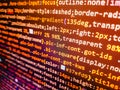 Displaying program code on computer. Financial data on a monitor. Modern application Source abstract algorithm concept. Javascript Royalty Free Stock Photo