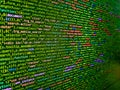 Displaying program code on computer. New technology revolution. Closeup of Web Code on Computer LED Screen. Web development code: Royalty Free Stock Photo