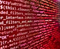 Displaying program code on computer. Computer programming source code. Digital technology on display. Abstract screen of web Royalty Free Stock Photo