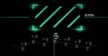 Displaying scanning reticle framing four diagonal bars on green interface with segmented data line Royalty Free Stock Photo