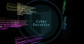 Displaying shield icon protecting data in cybersecurity dashboard, with code snippets and data bars Royalty Free Stock Photo