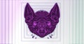 Displaying stylized bat head glowing in digital composition, with concentric rectangular frames Royalty Free Stock Photo