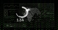Displaying stylized dotted globe with circular progress arc on dashboard, showing Stock Limit 134 Royalty Free Stock Photo