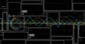 Displaying teal and gold waveform lines oscillating through digital dashboard, with white panels Royalty Free Stock Photo