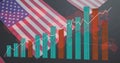 Displaying teal-orange bars climbing on infographic, with white-red lines, U Royalty Free Stock Photo