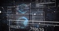 Displaying translucent interface panels floating in dashboard, showing numeric data, node links Royalty Free Stock Photo