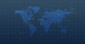 Displaying vector world map with grid overlay on analytics dashboard and floating-point data labels Royalty Free Stock Photo