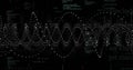 Displaying white dotted waveform oscillating across console with binary bits and code fragments Royalty Free Stock Photo
