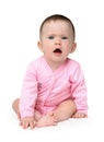 Displeased baby girl sitting Royalty Free Stock Photo