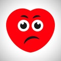 Cartoon red heart with emotions