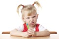 Displeased child with toothbrush Royalty Free Stock Photo