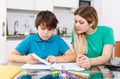 Displeased family doing homework Royalty Free Stock Photo