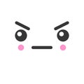 Displeased kawaii cute emotion face, emoticon vector icon Royalty Free Stock Photo