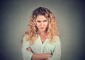Displeased off angry grumpy pessimistic woman with bad attitude Royalty Free Stock Photo