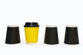 Disposable cardboard coffee cups on a white background Royalty Free Stock Photo