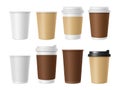 Disposable coffee cup. Blank vector template of hot coffee white paper mug. Realistic illustrations of coffee cup 3D