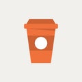 Disposable coffee cup icon, flat design style. Takeaway paper coffee cup vector illustration Royalty Free Stock Photo